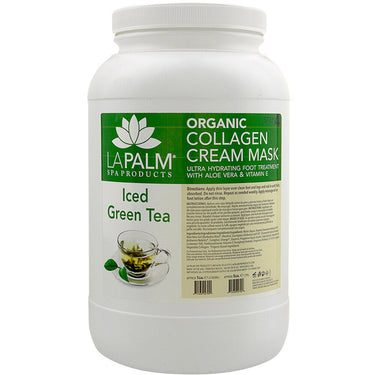 La Palm Collagen Cream Mask - Ultra Hydrating Foot Treatment with Aloe Vera &amp; Vitamin E - ICED GREEN TEA - STEP 4 / 1 Gallon - 3.79 Liters