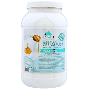 La Palm Collagen Cream Mask - Ultra Hydrating Foot Treatment with Aloe Vera &amp; Vitamin E - MILK &amp; HONEY - STEP 4 / 1 Gallon - 3.79 Liters
