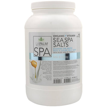 La Palm Organic + Vitamin Sea Spa Salts - Changes Spa Water into a Luxury Milk Bath with Aloe &amp; Vitamin E - MILK &amp; HONEY - STEP 1 / 1 Gallon - 3.79 Liters