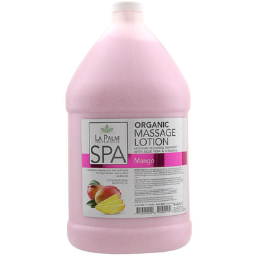 La Palm Organic Massage Lotion for Hands &amp; Feet - Moisture Restoring Treatment with Aloe Vera &amp; Vitamin E - Heals and Rejuvenates Dry Skin - MANGO - STEP 5 / 1 Gallon - 3.79 Liters