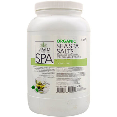 La Palm Organic Sea Spa Salts for Pedicures - Dissolving Bath Crystals with Aloe Vera &amp; Vitamin E - GREEN TEA - STEP 1 / 1 Gallon - 3.79 Liters