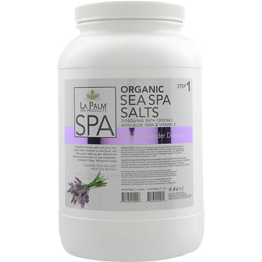 La Palm Organic Sea Spa Salts for Pedicures - Dissolving Bath Crystals with Aloe Vera &amp; Vitamin E - SWEET LAVENDAR DREAMS - STEP 1 / 1 Gallon - 3.79 Liters