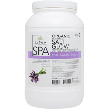 La Palm Organic Soothing Salt Glow - Water Activated, Exfoliates &amp; Softens with Aloe Vera &amp; Vitamin E - SWEET LAVENDAR DREAMS - STEP 3 / 1 Gallon - 3.79 Liters