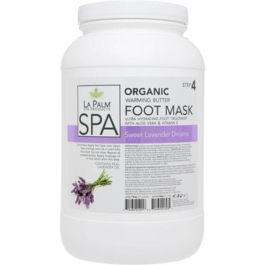 La Palm Organic Warming Butter Foot Mask - Ultra Hydrating Foot Treatment with Aloe Vera &amp; Vitamin E - SWEET LAVENDAR DREAMS - STEP 4 / 1 Gallon - 3.79 Liters