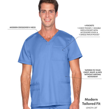 Landau Proflex Men's 4-Pocket V-Neck Top - CEIL / Sizes S - 5XL