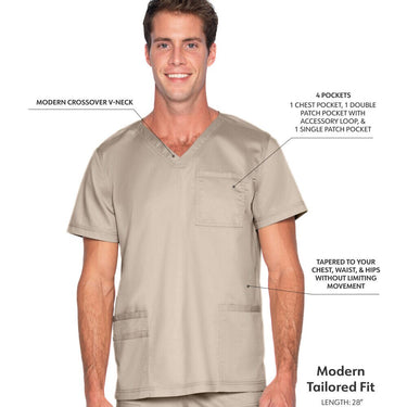 Landau Proflex Men's 4-Pocket V-Neck Top - SANDSTONE / Sizes S - 5XL