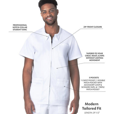 Landau Proflex Men's 6-Pocket Notch Collar Top - WHITE / Sizes S - 5XL