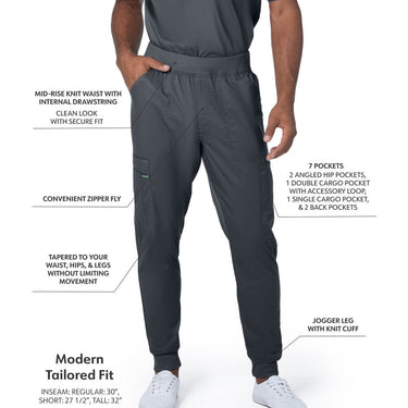 Landau Proflex Men's Banded-Bottom Jogger Pants with Elastic Waistband + 7 Pockets - GRAPHITE / Sizes S - 3XL