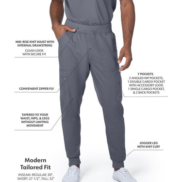 Landau Proflex Men's Banded-Bottom Jogger Pants with Elastic Waistband + 7 Pockets - STEEL / Sizes S - 3XL