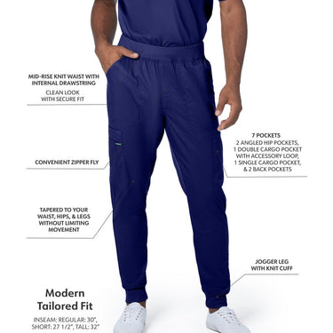 Landau Proflex Men's Banded-Bottom Jogger Pants with Elastic Waistband + 7 Pockets - TRUE NAVY / Sizes S - 3XL