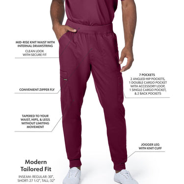 Landau Proflex Men's Banded-Bottom Jogger Pants with Elastic Waistband + 7 Pockets - WINE / Sizes S - 3XL