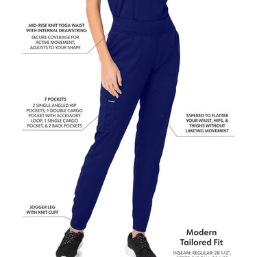 Landau Proflex Women's Banded-Bottom Jogger Pants with Elastic Waistband + 7 Pockets - TRUE NAVY / Sizes XS - 5XL