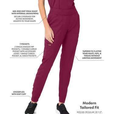 Landau Proflex Women's Banded-Bottom Jogger Pants with Elastic Waistband + 7 Pockets - WINE / Sizes XS - 5XL