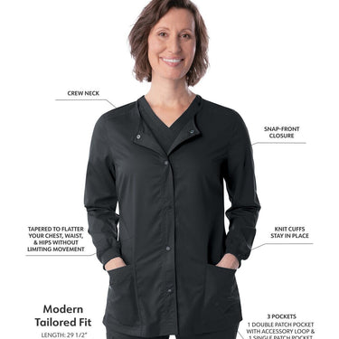 Landau Proflex Women's Snap Front Jacket - BLACK / Sizes XXS - 5XL