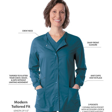 Landau Proflex Women's Snap Front Jacket - CARIBBEAN / Sizes XXS - 5XL