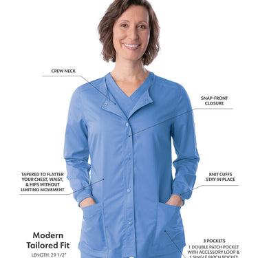 Landau Proflex Women's Snap Front Jacket - CEIL / Sizes XXS - 5XL