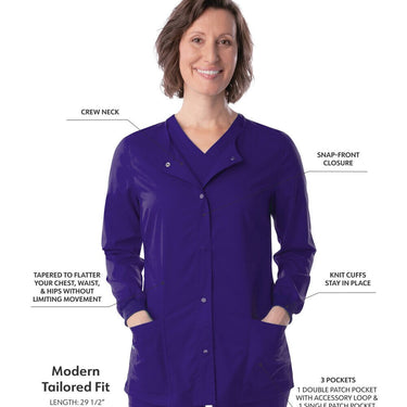 Landau Proflex Women's Snap Front Jacket - GRAPE / Sizes XXS - 5XL