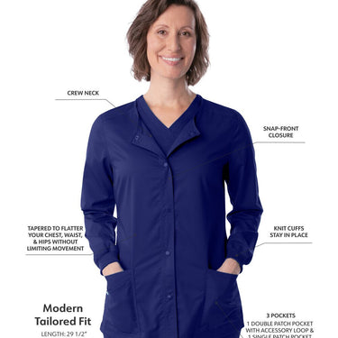 Landau Proflex Women's Snap Front Jacket - TRUE NAVY / Sizes XXS - 5XL