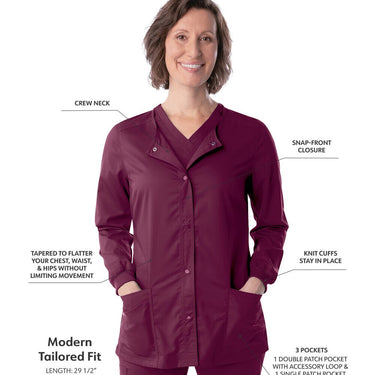 Landau Proflex Women's Snap Front Jacket - WINE / Sizes XXS - 5XL