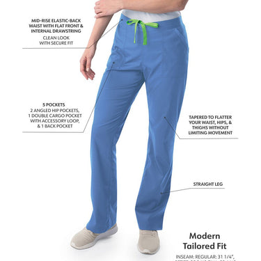 Landau Proflex Women's Straight-Leg Cargo Scrub Pants - CEIL / Sizes XXS - 5XL