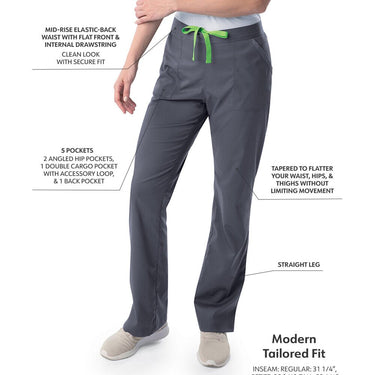 Landau Proflex Women's Straight-Leg Cargo Scrub Pants - STEEL / Sizes XXS - 5XL