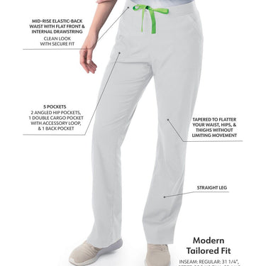 Landau Proflex Women's Straight-Leg Cargo Scrub Pants - WHITE / Sizes XXS - 5XL