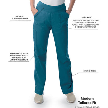 Landau Proflex Women's Straight-Leg Yoga Pants + 4 Pockets - CARIBBEAN / Sizes XXS - 5XL