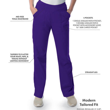 Landau Proflex Women's Straight-Leg Yoga Pants + 4 Pockets - GRAPE / Sizes XXS - 5XL