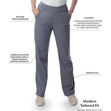 Landau Proflex Women's Straight-Leg Yoga Pants + 4 Pockets - STEEL / Sizes XXS - 5XL
