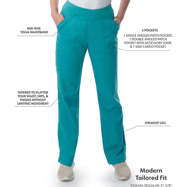 Landau Proflex Women's Straight-Leg Yoga Pants + 4 Pockets - TEAL / Sizes XXS - 5XL