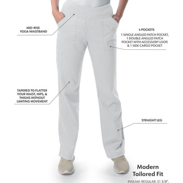 Landau Proflex Women's Straight-Leg Yoga Pants + 4 Pockets - WHITE / Sizes XXS - 5XL