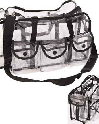 Large Carry Clear Set Bag With 6 External Pockets, Tissue Holder And Shoulder Strap by TruCase