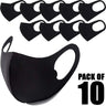 Laser Cut Face Masks - Unisex - Black - Washable + Reusable / 10 Pack