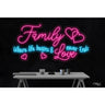 LED Flex Neon Sign - Family Love / Size: 50"W x 25"H x 1"D / 12 Font Color Options: Dark Blue, Gold, Green, Hot Pink, Light Blue, Light Pink, Orange, Purple, Red, Warm White, White and Yellow