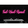 LED Flex Neon Sign - Feel Heal Reveal / Size: 48"W x 10"H x 1"D / 12 Font Color Options: Dark Blue, Gold, Green, Hot Pink, Light Blue, Light Pink, Orange, Purple, Red, Warm White, White and Yellow