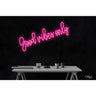 LED Flex Neon Sign - good vibes only / Size: 36"W x 12"H x 1"D / 12 Font Color Options: Dark Blue, Gold, Green, Hot Pink, Light Blue, Light Pink, Orange, Purple, Red, Warm White, White and Yellow