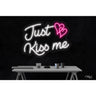 LED Flex Neon Sign - Just Kiss me / Size: 24"W x 18"H x 1"D / 12 Font Color Options: Dark Blue, Gold, Green, Hot Pink, Light Blue, Light Pink, Orange, Purple, Red, Warm White, White and Yellow