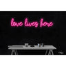 LED Flex Neon Sign - love lives here / Size: 36"W x 9"H x 1"D / 12 Font Color Options: Dark Blue, Gold, Green, Hot Pink, Light Blue, Light Pink, Orange, Purple, Red, Warm White, White and Yellow