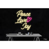 LED Flex Neon Sign - Peace Love Joy / Size: 24"W x 28"H x 1"D / 12 Font Color Options: Dark Blue, Gold, Green, Hot Pink, Light Blue, Light Pink, Orange, Purple, Red, Warm White, White and Yellow