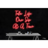 LED Flex Neon Sign - Take Life One Sip At A time / Size: 30"W x 27"H x 1"D / 12 Font Color Options: Dark Blue, Gold, Green, Hot Pink, Light Blue, Light Pink, Orange, Purple, Red, Warm White, White and Yellow