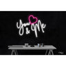 LED Flex Neon Sign - You & Me / Size: 28"W x 22"H x 1"D / 12 Font Color Options: Dark Blue, Gold, Green, Hot Pink, Light Blue, Light Pink, Orange, Purple, Red, Warm White, White and Yellow