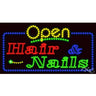 LED Sign - Hair & Nails Open / 17"H x 32"W x 1"D