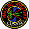 LED Sign - Hair Cut Walk Ins Welcome Open / 26"H x 26"W x 1"D