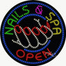 LED Sign - Nails & Spa Open / 26"H x 26"W x 1"D