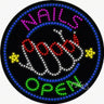 LED Sign - Nails Open / 26"H x 26"W x 1"D