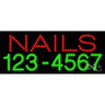 LED Sign - Nails Phone Number / 11"H x 27"W x 1"D