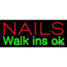 LED Sign - Nails Walk Ins Ok / 11"H x 27"W x 1"D