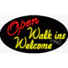 LED Sign - Open Walk Ins Welcome / 15"H x 27"W x 1"D