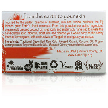Lemongrass Tangerine Face & Body Soap Infused with Organic Coconut Oil / Case of 15 Bars by Organic Fiji by Organic Fiji