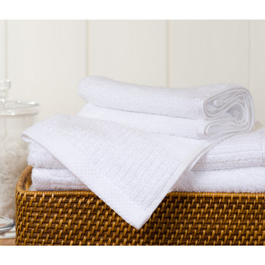 Lexi Collection Premium Hand Towel / 16" X 30" / White / 1 Dozen by The Turkish Towel Company